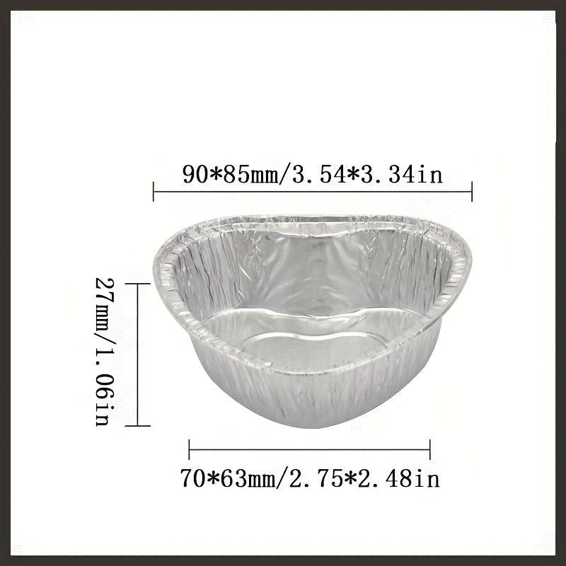 50 pcs 100ml Heart Shaped Aluminum Foil Cups for Baking Egg Tarts and Desserts