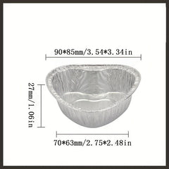 50 pcs 100ml Heart Shaped Aluminum Foil Cups for Baking Egg Tarts and Desserts
