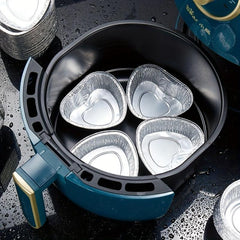 50 pcs 100ml Heart Shaped Aluminum Foil Cups for Baking Egg Tarts and Desserts