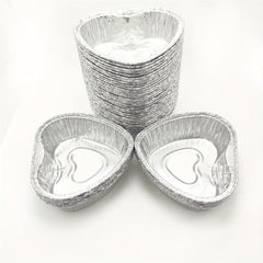 50 pcs 100ml Heart Shaped Aluminum Foil Cups for Baking Egg Tarts and Desserts