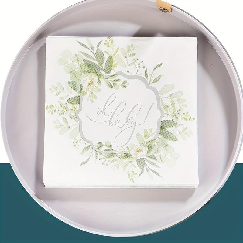 20pcs Floral Soft Touch Hand Towels and Napkins for Weddings Parties Disposable