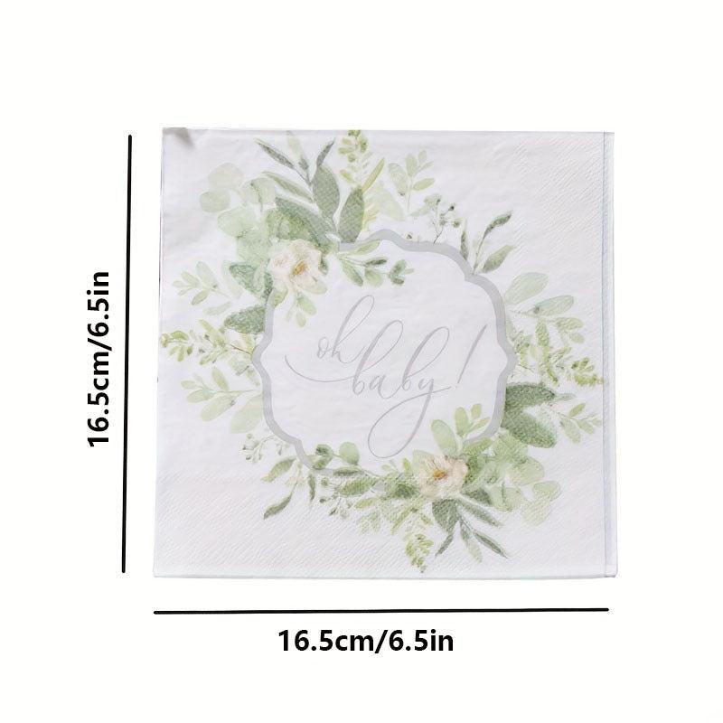 20pcs Floral Soft Touch Hand Towels and Napkins for Weddings Parties Disposable