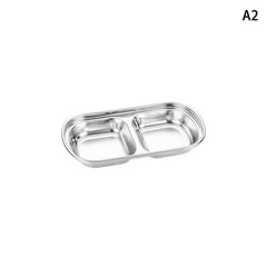 1pc Stainless Steel Divided Sauce Dish for Ketchup Soy BBQ Sushi