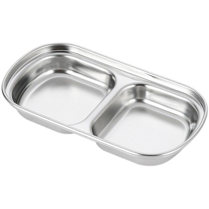 1pc Stainless Steel Divided Sauce Dish for Ketchup Soy BBQ Sushi