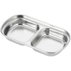 1pc Stainless Steel Divided Sauce Dish for Ketchup Soy BBQ Sushi