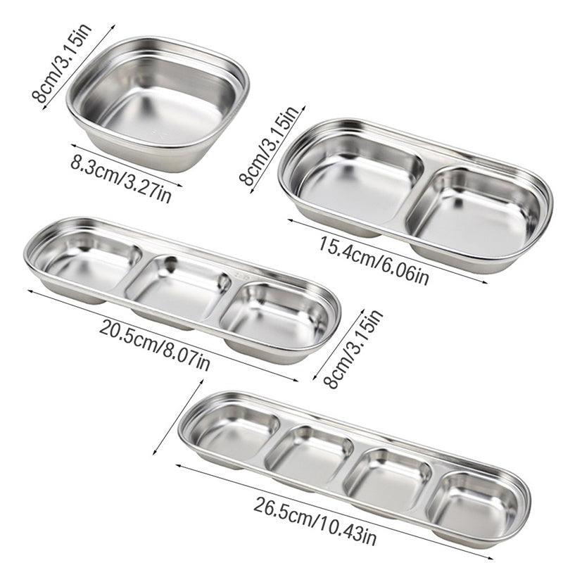 1pc Stainless Steel Divided Sauce Dish for Ketchup Soy BBQ Sushi