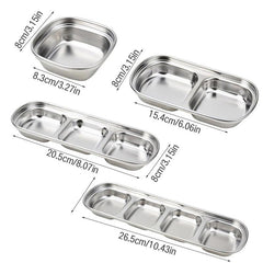 1pc Stainless Steel Divided Sauce Dish for Ketchup Soy BBQ Sushi