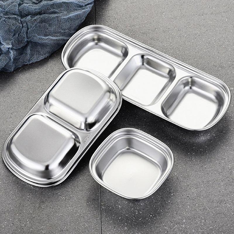 1pc Stainless Steel Divided Sauce Dish for Ketchup Soy BBQ Sushi
