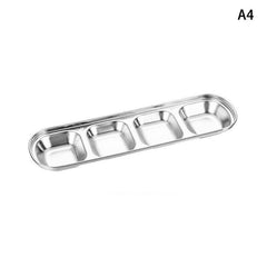 1pc Stainless Steel Divided Sauce Dish for Ketchup Soy BBQ Sushi