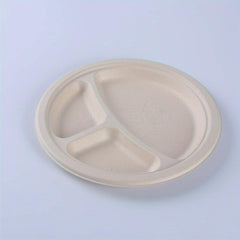 50pcs 25.4cm Biodegradable Paper Tray 3 Compartments Eco-Friendly Sug