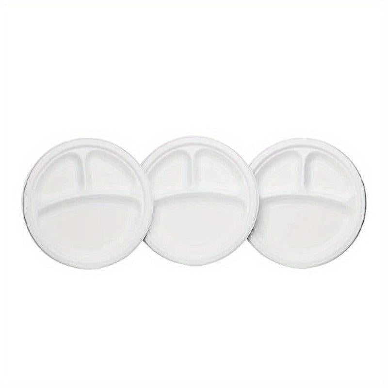 50pcs 25.4cm Biodegradable Paper Tray 3 Compartments Eco-Friendly Sug