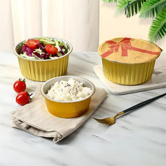 10pcs Eoonfirst 28oz Aluminum Foil Cupcake Baking Bowl with Lid