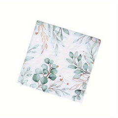 20pcs Green Foliage Eucalyptus Leaves Paper Napkins for Parties