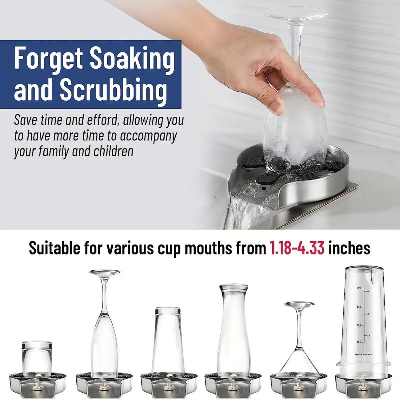 Stainless Steel Glass Rinser Cup Washer for Kitchen Sink