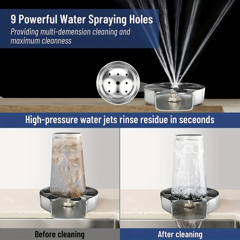 Stainless Steel Glass Rinser Cup Washer for Kitchen Sink