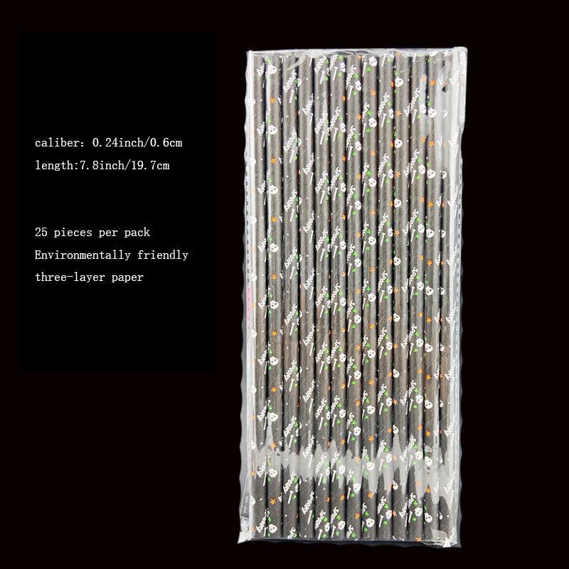 25 Pcs Halloween Paper Straws Biodegradable