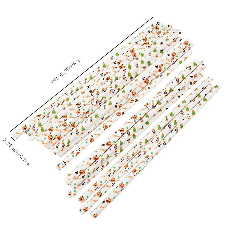 25 Pcs Halloween Paper Straws Biodegradable