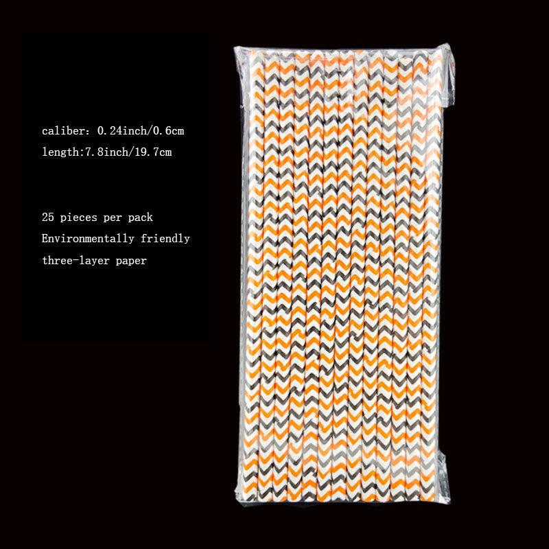 25 Pcs Halloween Paper Straws Biodegradable