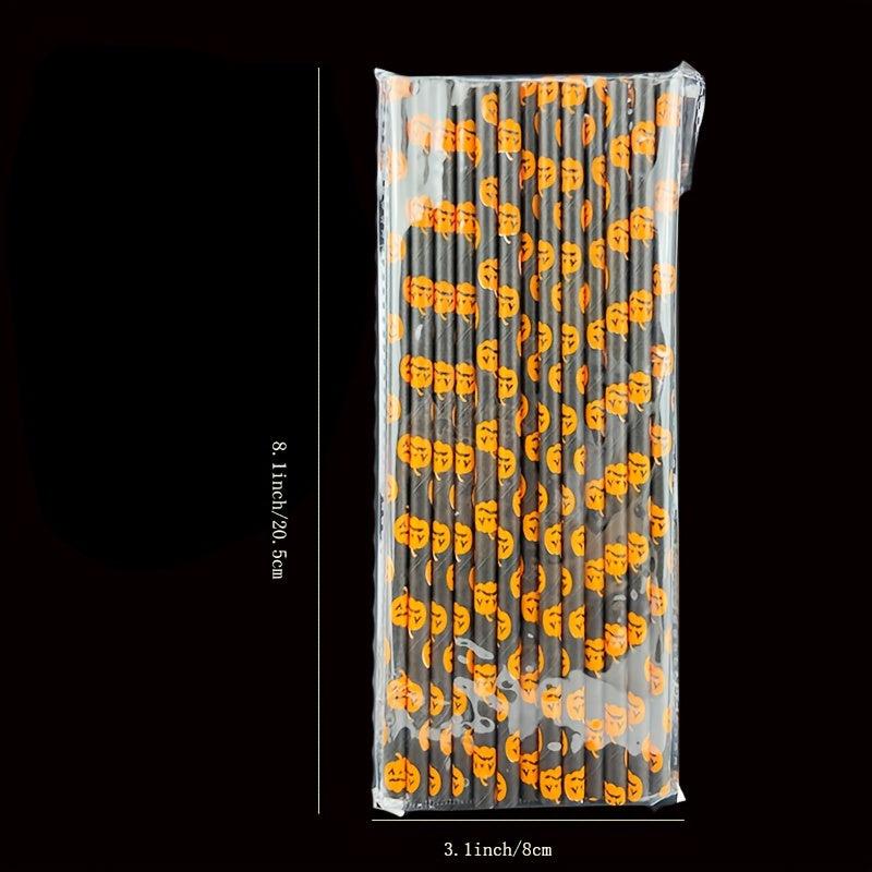 25 Pcs Halloween Paper Straws Biodegradable