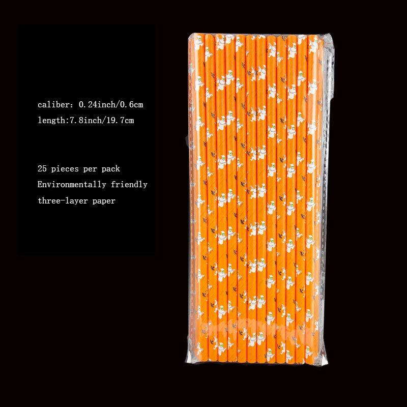 25 Pcs Halloween Paper Straws Biodegradable