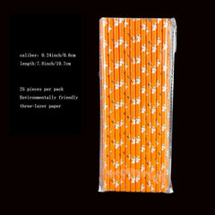 25 Pcs Halloween Paper Straws Biodegradable