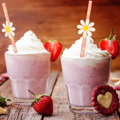 50pcs Daisy Flower Straws Disposable Paper Straws Summer Drinkware