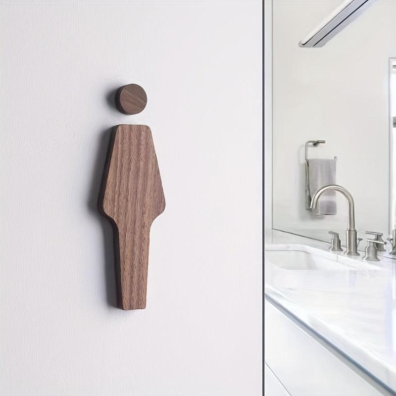 Set Of 2 Wooden Restroom Signs Bathroom WC Door Signs Brown