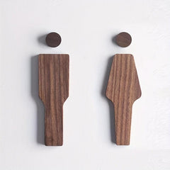 Set Of 2 Wooden Restroom Signs Bathroom WC Door Signs Brown
