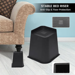 4pcs Bed Risers Support Up To 2721.55 KG Lift 10.16 cm Couch Sofa Table Chair