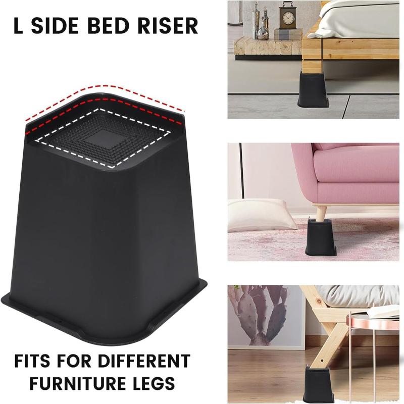4pcs Bed Risers Support Up To 2721.55 KG Lift 10.16 cm Couch Sofa Table Chair