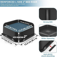 4pcs Bed Risers Support Up To 2721.55 KG Lift 10.16 cm Couch Sofa Table Chair