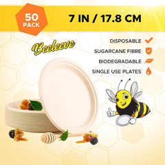 50pcs 100 Paper Plates 17 Disposable Heavy Duty Plates Unbleached Plate