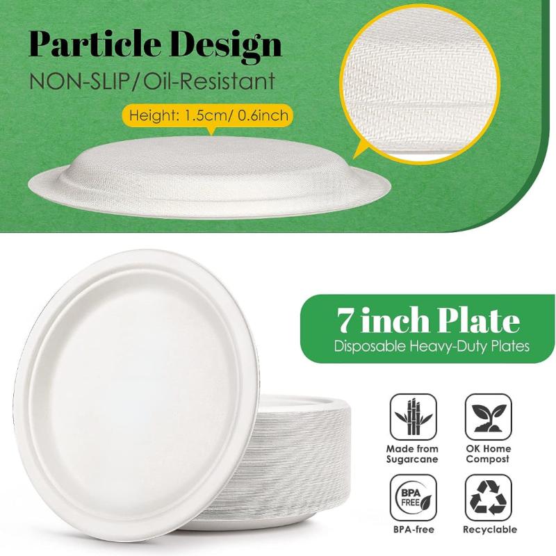50pcs 100 Paper Plates 17 Disposable Heavy Duty Plates Unbleached Plate