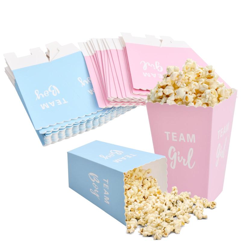 50pcs Popcorn Containers Small Paper Popcorn Bags Pink Cardboard Holders