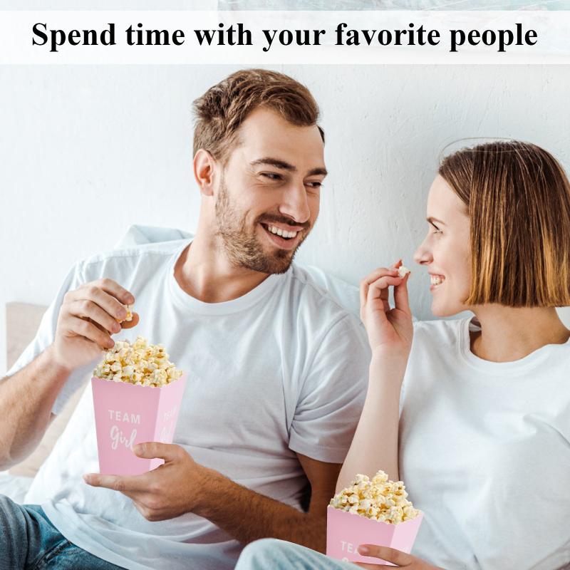 50pcs Popcorn Containers Small Paper Popcorn Bags Pink Cardboard Holders