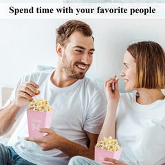 50pcs Popcorn Containers Small Paper Popcorn Bags Pink Cardboard Holders