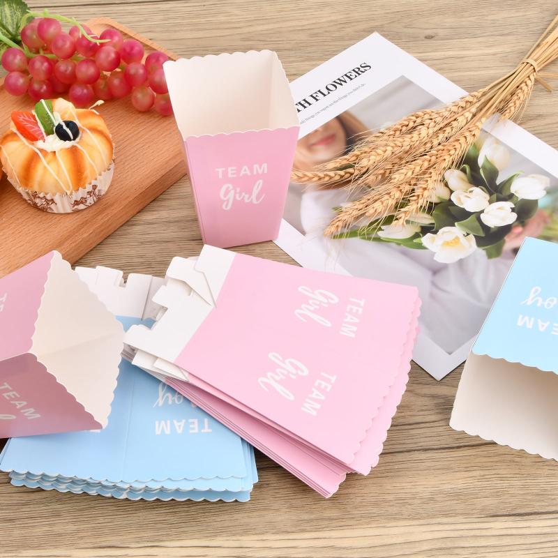 50pcs Popcorn Containers Small Paper Popcorn Bags Pink Cardboard Holders