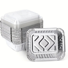 50pcs Aluminum Pans With Clear Lids - To Go Food Containers