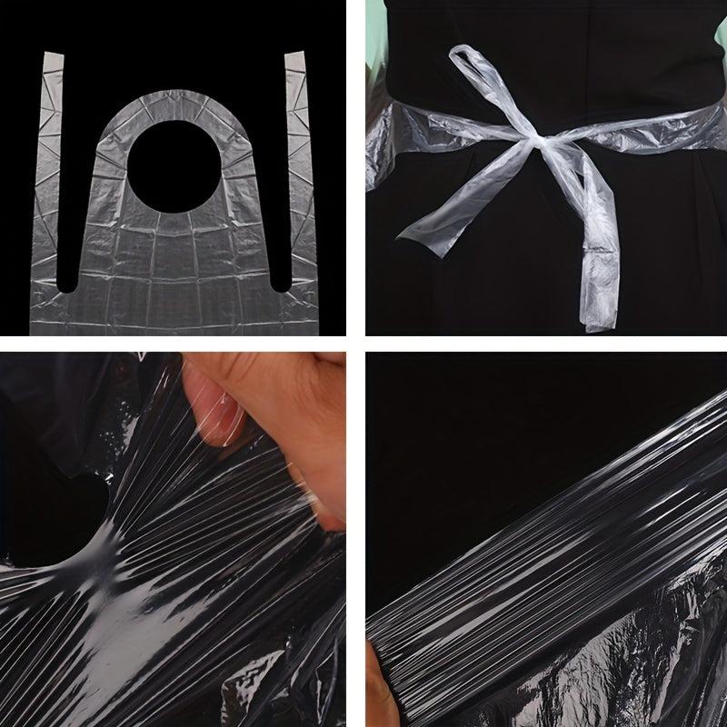 100 Clear Waterproof Disposable Aprons for Cooking, Painting, Dish Washing