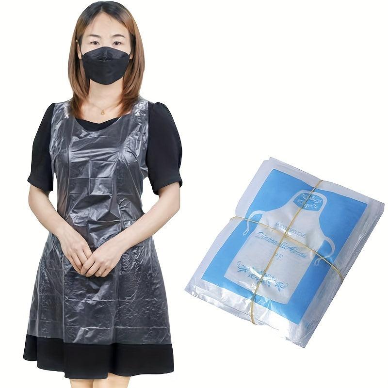 100 Clear Waterproof Disposable Aprons for Cooking, Painting, Dish Washing