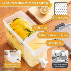 Beverage Bucket for Refrigerator & Beverage Maker, Juice Container with Lid