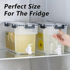 Beverage Bucket for Refrigerator & Beverage Maker, Juice Container with Lid