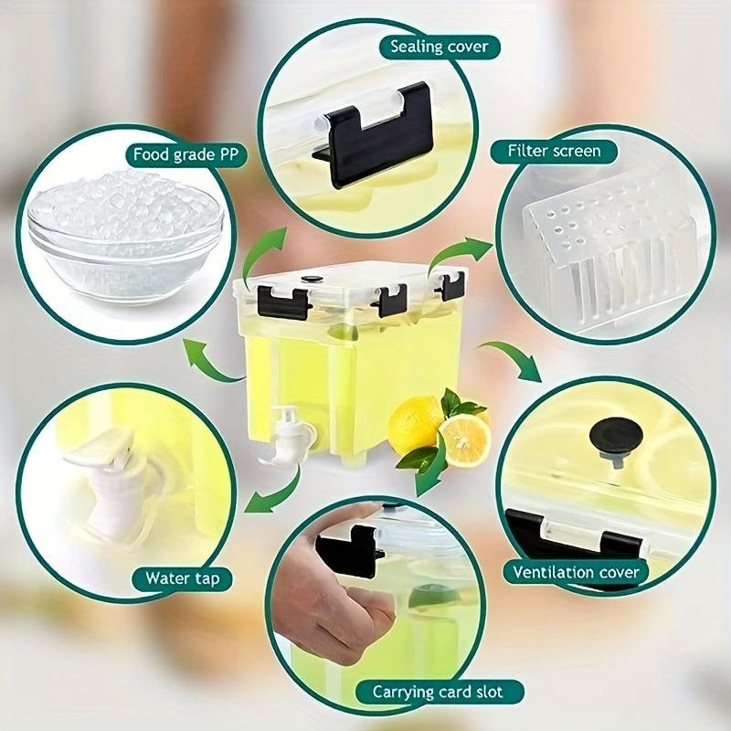 Beverage Bucket for Refrigerator & Beverage Maker, Juice Container with Lid
