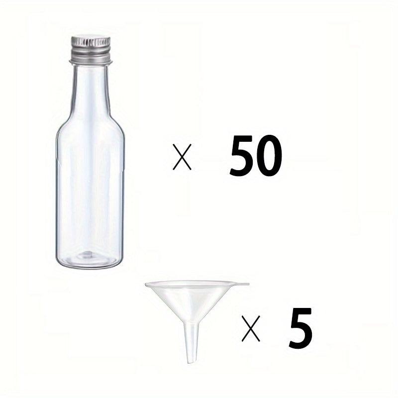 50 100pcs 1 7oz 50ml Mini Liquor Bottles with Lids and Funnels