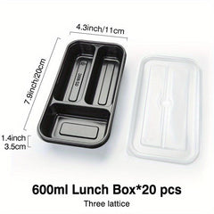 20pcs Disposable Food Boxes Japanese Takeaway Lunch Box PP Plastic Lunch Box