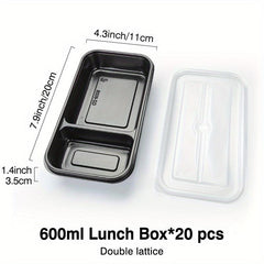 20pcs Disposable Food Boxes Japanese Takeaway Lunch Box PP Plastic Lunch Box