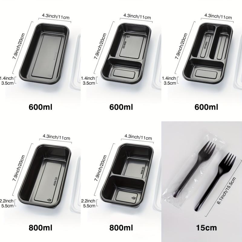 20pcs Disposable Food Boxes Japanese Takeaway Lunch Box PP Plastic Lunch Box