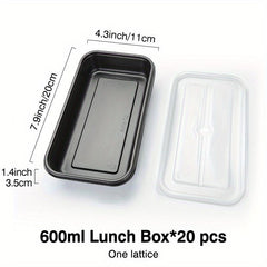 20pcs Disposable Food Boxes Japanese Takeaway Lunch Box PP Plastic Lunch Box