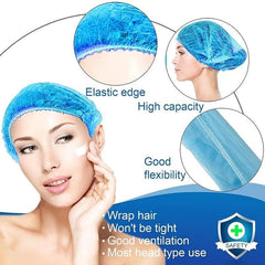 98pcs Disposable Waterproof Shower Caps Elastic Hair Processing Caps