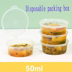 5pcs 50ml Disposable Cups with Lids for Condiments, Sauces